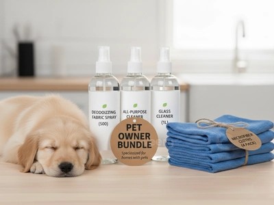 Pet owner cleaning bundle with pet-safe eco-friendly products